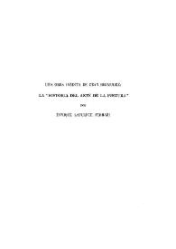 Una obra inédita de Cean-Bermúdez : la "Historia del Arte de la Pintura" / Enrique Lafuente Ferrari | Biblioteca Virtual Miguel de Cervantes