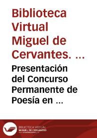 Presentación del Concurso Permanente de Poesía en LSE / Biblioteca Virtual Miguel de Cervantes. Biblioteca de Signos | Biblioteca Virtual Miguel de Cervantes