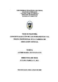 Conceptualización de los fundamentos y el perfil profesional de la Carrera de Educación Especial / Astrid María Escher Pavón | Biblioteca Virtual Miguel de Cervantes