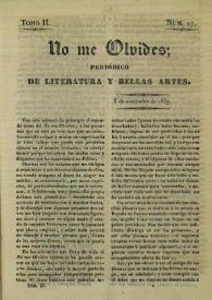 No me olvides. Tomo II, Núm. 27, 5 de noviembre de 1837 | Biblioteca Virtual Miguel de Cervantes