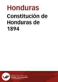 Constitución de Honduras de 1894 | Biblioteca Virtual Miguel de Cervantes
