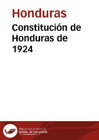 Constitución de Honduras de 1924 | Biblioteca Virtual Miguel de Cervantes