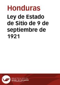 Ley de Estado de Sitio de 9 de septiembre de 1921 | Biblioteca Virtual Miguel de Cervantes