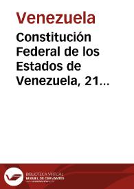 Constitución Federal de los Estados de Venezuela, 21 de diciembre 1811 | Biblioteca Virtual Miguel de Cervantes