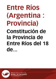 Constitución de la Provincia de Entre Ríos del 18 de agosto de 1933 | Biblioteca Virtual Miguel de Cervantes
