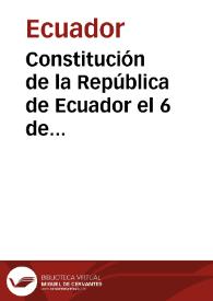 Constitución de la República de Ecuador el 6 de septiembre 1852 | Biblioteca Virtual Miguel de Cervantes