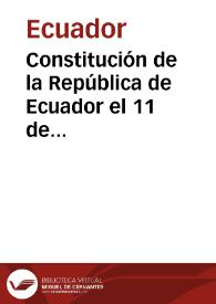 Constitución de la República de Ecuador el 11 de agosto 1869 | Biblioteca Virtual Miguel de Cervantes
