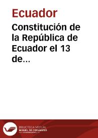 Constitución de la República de Ecuador el 13 de febrero 1884 | Biblioteca Virtual Miguel de Cervantes