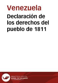 Declaración de los derechos del pueblo de 1811 | Biblioteca Virtual Miguel de Cervantes