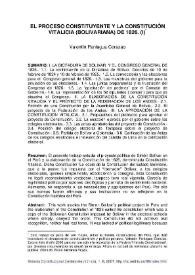 El proceso constituyente y la Constitución vitalicia (bolivariana) de 1826 (I) / Valentín Paniagua Corazao | Biblioteca Virtual Miguel de Cervantes