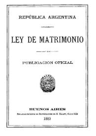 Ley de Matrimonio | Biblioteca Virtual Miguel de Cervantes