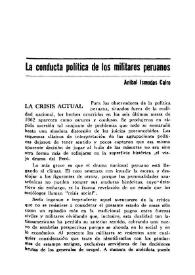 La conducta política de los militares peruanos / Aníbal Ismodes Cairo | Biblioteca Virtual Miguel de Cervantes
