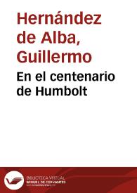 En el centenario de Humbolt | Biblioteca Virtual Miguel de Cervantes
