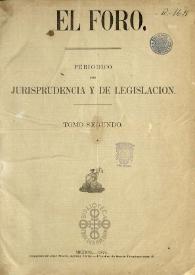 El Foro : Periódico de Jurisprudencia y Legislación. Índice de las materias contenidas en el tomo segundo | Biblioteca Virtual Miguel de Cervantes