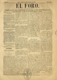 El Foro : Periódico de Jurisprudencia y Legislación. Tomo II, núm. 16, miércoles 21 de enero de 1874 | Biblioteca Virtual Miguel de Cervantes