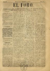 El Foro : Periódico de Jurisprudencia y Legislación. Tomo II, núm. 18, viernes 23 de enero de 1874 | Biblioteca Virtual Miguel de Cervantes