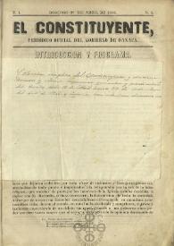 El Constituyente : Periódico Oficial del Gobierno de Oaxaca. Tomo I, núm. 1, domingo 27 de abril de 1856 | Biblioteca Virtual Miguel de Cervantes