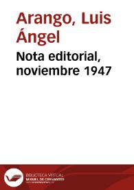 Nota editorial, noviembre 1947 | Biblioteca Virtual Miguel de Cervantes