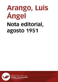 Nota editorial, agosto 1951 | Biblioteca Virtual Miguel de Cervantes