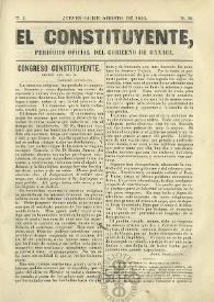 El Constituyente : Periódico Oficial del Gobierno de Oaxaca. Tomo I, núm. 32, jueves 14 de agosto de 1856 | Biblioteca Virtual Miguel de Cervantes