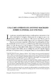 Una carta inédita de Antonio Machado sobre el poema "Las encinas" / Raquel Gutiérrez Sebastián y Borja Rodríguez Gutiérrez | Biblioteca Virtual Miguel de Cervantes