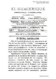 El Guacerique : Periódico Literario (Honduras). Tomo I, núm. 1, 15 de junio de 1892 | Biblioteca Virtual Miguel de Cervantes
