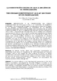 La Constitución chilena de 1818 (a 200 años de su promulgación) / Eric Eduardo Palma González | Biblioteca Virtual Miguel de Cervantes