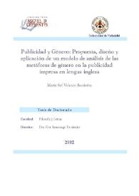 Publicidad y género : propuesta, diseño y aplicación de un modelo de análisis de las metáforas de género en la publicidad impresa en lengua inglesa / María Sol Velasco Sacristán | Biblioteca Virtual Miguel de Cervantes