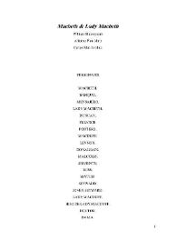 "Macbeth & Lady Macbeth" / de William Shakespeare; versión y dramaturgia Alfonso Plou y Carlos Martín | Biblioteca Virtual Miguel de Cervantes