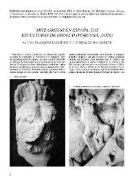 Arte griego en España. Las esculturas de Obulco (Porcuna, Jaén) / por José María Blázquez Martínez y J. González Navarrete | Biblioteca Virtual Miguel de Cervantes