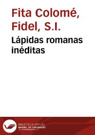 Lápidas romanas inéditas | Biblioteca Virtual Miguel de Cervantes