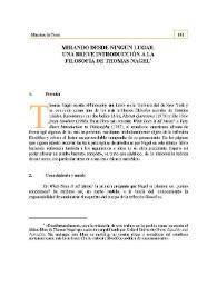 Mirando desde ningún lugar. Una breve introducción a la filosofía de Tomas Nagel | Biblioteca Virtual Miguel de Cervantes
