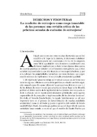 Derechos y fronteras. La condición de extranjero como rasgo inmutable de las personas : una revisión crítica de las prácticas actuales de exclusión de extranjeros | Biblioteca Virtual Miguel de Cervantes