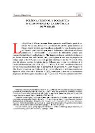 Política criminal y dogmática juridico-penal en la República de Weimar | Biblioteca Virtual Miguel de Cervantes