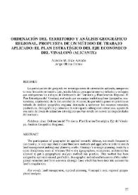Ordenación del territorio y análisis geográfico regional. Propuesta de un método de trabajo aplicado : el plan estratégico del eje económico del Vinalopó (Alicante) / A.M.Rico Amorós y J.Olcina Cantos | Biblioteca Virtual Miguel de Cervantes