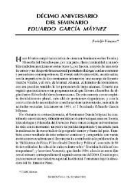 Décimo Aniversario del Seminario de Eduardo García Máynez / Rodolfo Vázquez | Biblioteca Virtual Miguel de Cervantes