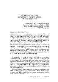 El vedismo. Los "vedas". Lo uno como origen de todo. El orden cósmico / Fernando Tola y Carmen Dragonetti | Biblioteca Virtual Miguel de Cervantes