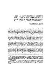 Sobre los complementos de infinitivo con verbos de percepción: propuesta de revisión de unos datos históricos a la luz de una hipótesis sincrónica | Biblioteca Virtual Miguel de Cervantes