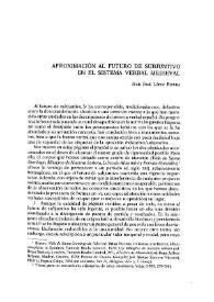 Aproximación al futuro de subjuntivo en el sistema verbal medieval | Biblioteca Virtual Miguel de Cervantes