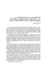 La importancia de los documentos notariales latinos de los siglos XII y XIII para el conocimiento del léxico romance | Biblioteca Virtual Miguel de Cervantes