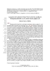 A propósito del artículo de Serra Vilaró [sobre las murallas de Tarragona] publicado en este mismo número, página 221 / Antonio García y Bellido | Biblioteca Virtual Miguel de Cervantes