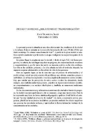 Ciudad y sociedad. ¿Relaciones en transformación? / Joan Vilagrasa Ibarz | Biblioteca Virtual Miguel de Cervantes