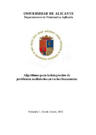 Algoritmos para la integración de problemas oscilatorios en varias frecuencias / Fernando Luis García Alonso | Biblioteca Virtual Miguel de Cervantes