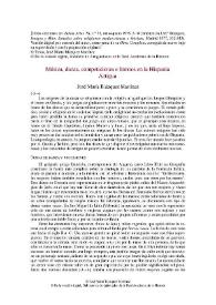 Música, danza, competiciones e himnos en la Hispania Antigua / José María Blázquez Martínez | Biblioteca Virtual Miguel de Cervantes