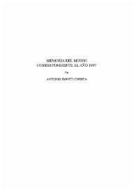 Memoria del Museo correspondiente al año 1997 / por Antonio Bonet Correa | Biblioteca Virtual Miguel de Cervantes