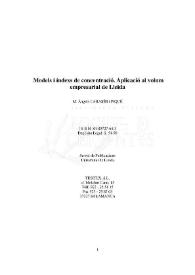 Models i index de concentració : aplicació al volum empresarial de Lleida | Biblioteca Virtual Miguel de Cervantes