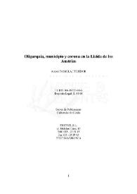 Oligarquía, municipio y corona en la Lleida de los Austrias : (1468-1706) / Antoni Passola i Tejedor | Biblioteca Virtual Miguel de Cervantes