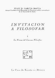 Invitación a filosofar / Juan David García Bacca | Biblioteca Virtual Miguel de Cervantes