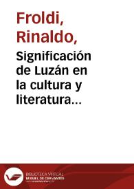 Significación de Luzán en la cultura y literatura españolas del siglo XVIII / Rinaldo Froldi | Biblioteca Virtual Miguel de Cervantes