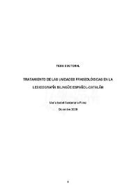 Tratamiento de las unidades fraseológicas en la lexicografía bilingüe español-catalán / M.ª Isabel Santamaría Pérez | Biblioteca Virtual Miguel de Cervantes